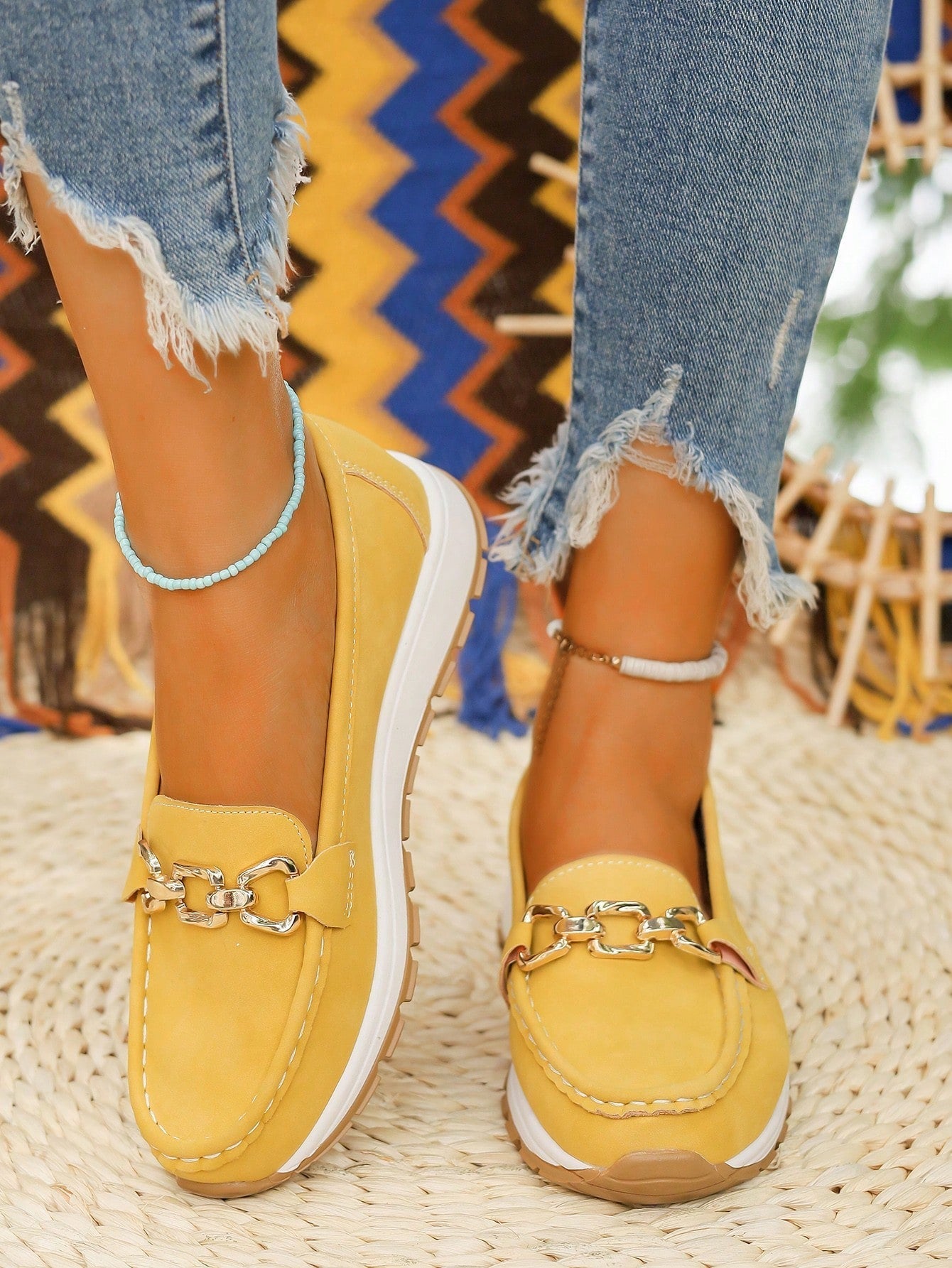 Women's Slip On Casual Loafers with Buckle Design