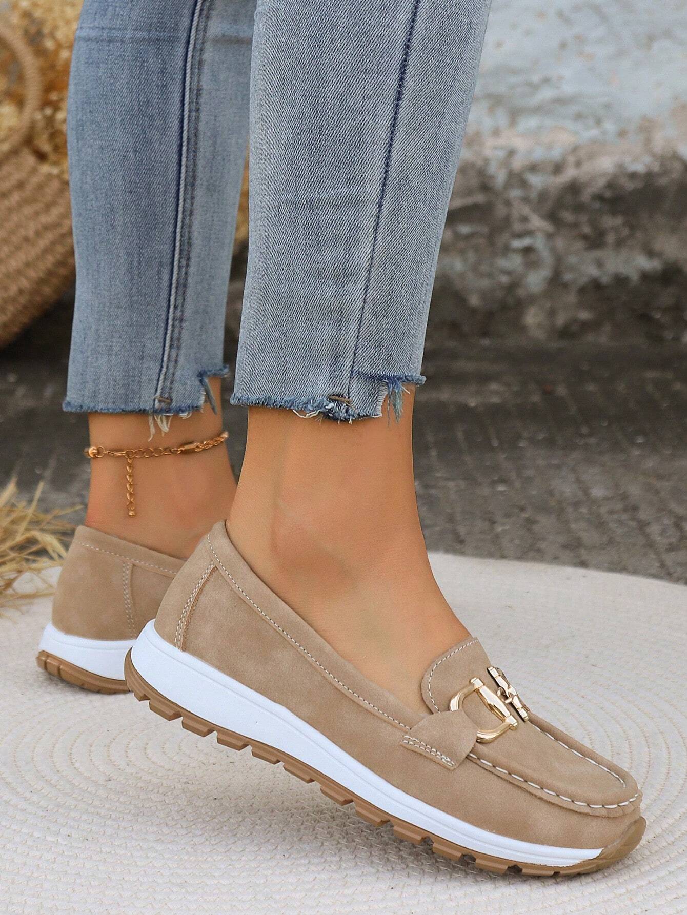 Women's Slip On Casual Loafers with Buckle Design