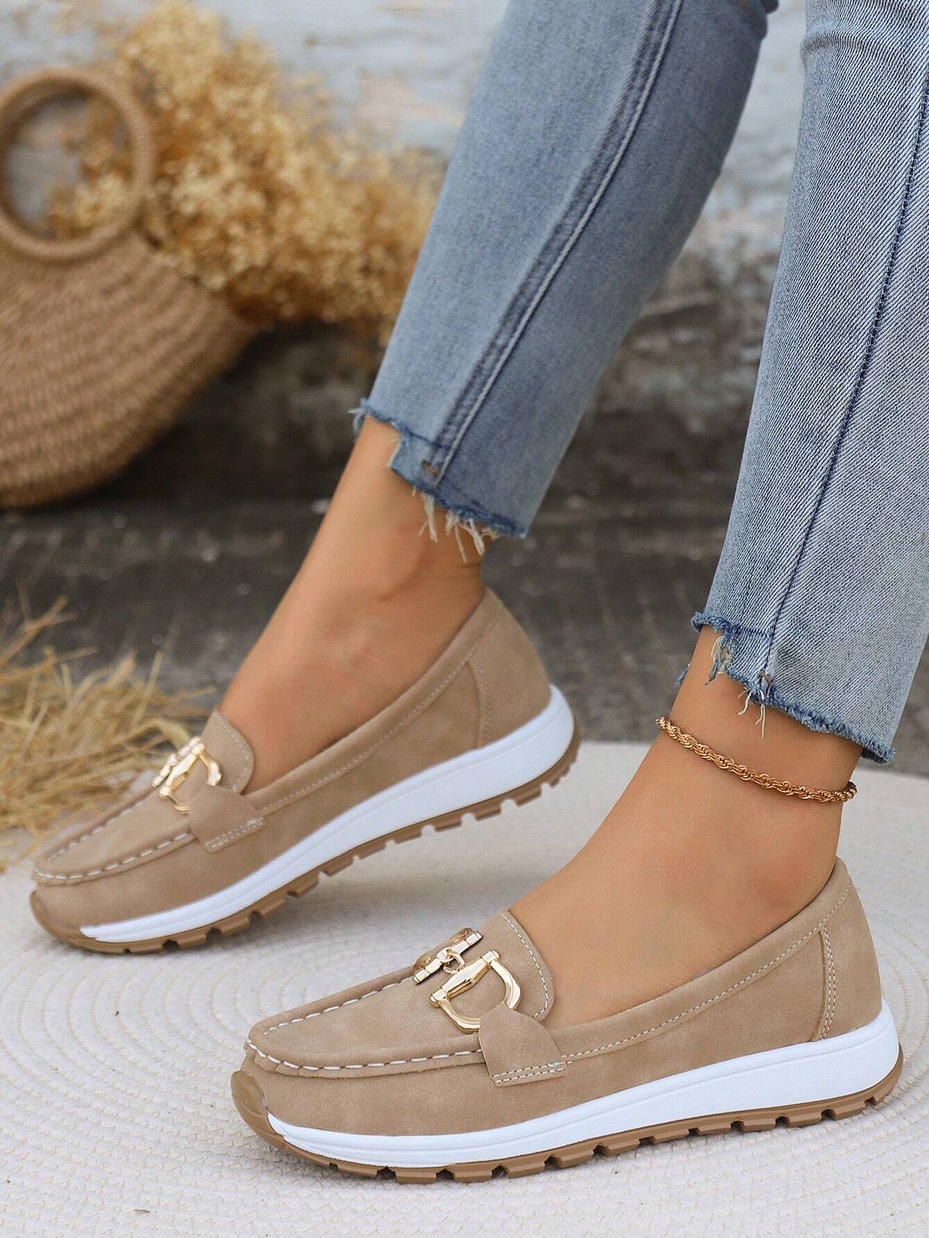 Women's Slip On Casual Loafers with Buckle Design