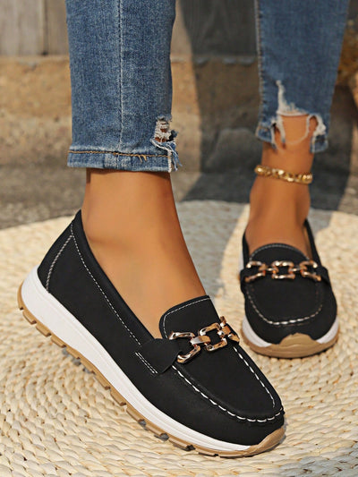Women's Slip On Casual Loafers with Buckle Design