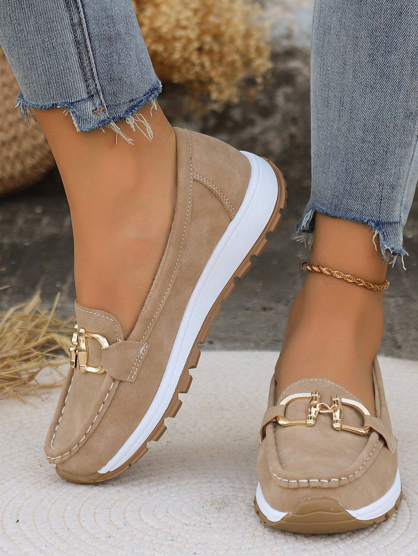 Women's Slip On Casual Loafers with Buckle Design