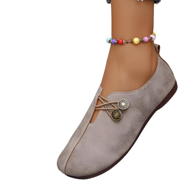 Women’s Slip On Flat Shoes with Dual Button Detailing