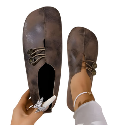 Women’s Slip On Flat Shoes with Dual Button Detailing