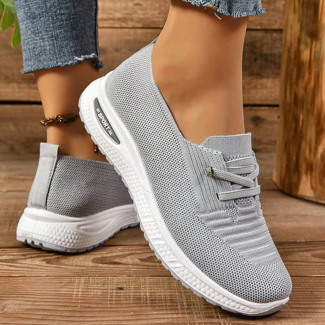 Women’s Slip-On Mesh Sneakers with Rubber Sole