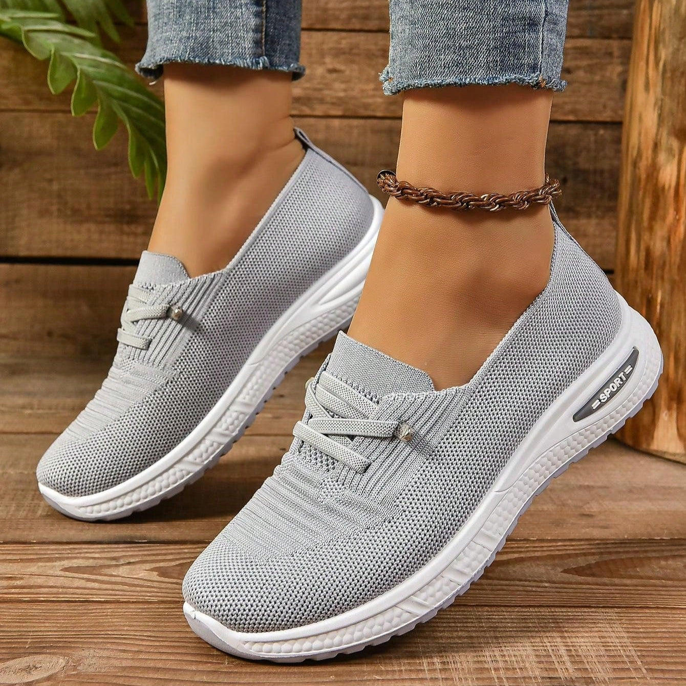 Women’s Slip-On Mesh Sneakers with Rubber Sole