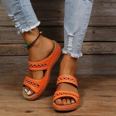 Women's Slip-On Retro Sandals with Wedge Heel