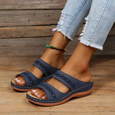 Women's Slip-On Retro Sandals with Wedge Heel