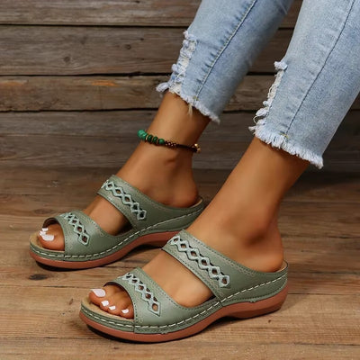 Women's Slip-On Retro Sandals with Wedge Heel