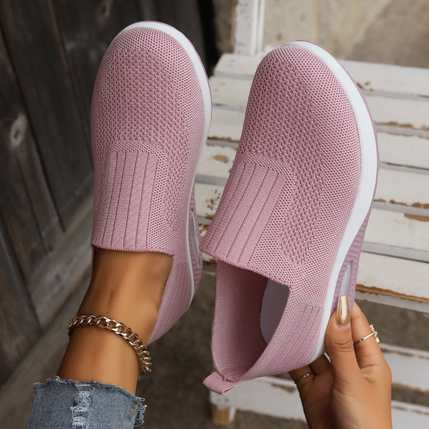 Women's Slip On Thick Sole Walking Mesh Shoes