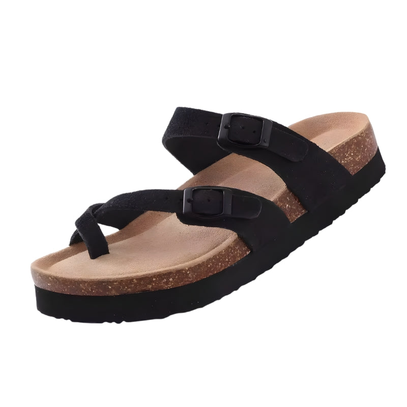 Women's Strappy Toe-Loop Sandals with Adjustable Buckles