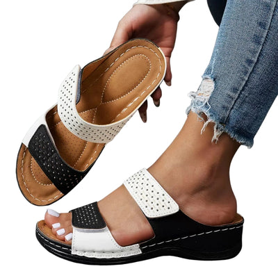 Women's Studded Strap Platform Sandals with Hook-and-Loop Closures