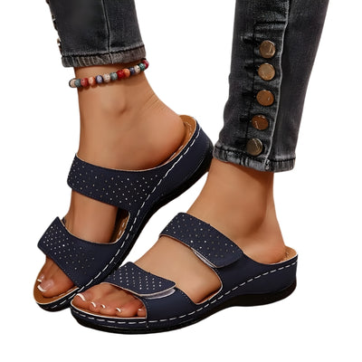 Women's Studded Strap Platform Sandals with Hook-and-Loop Closures