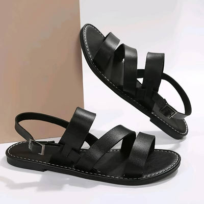 Women's Summer Flat Sandals with Three Straps Style