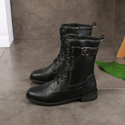 Women's Thick Heel Platform Retro Buckle Winter Ankle Boots