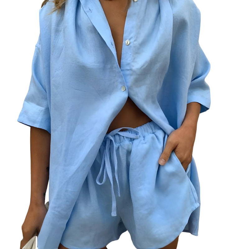 Women’s Two-Piece Set with Shirt and Shorts