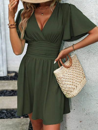 Women’s V-Neck Dress with Ruched Waist
