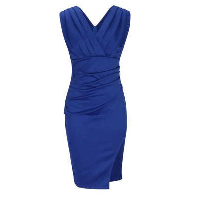 Women's V-Neck with Side Slit Midi Dress