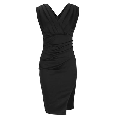 Women's V-Neck with Side Slit Midi Dress