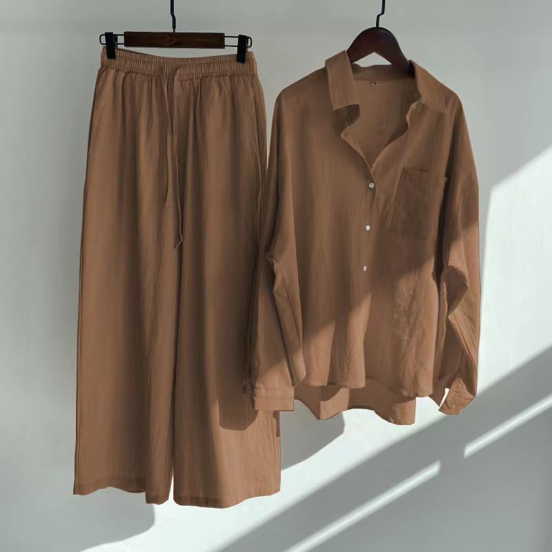 Nola - Cotton‑Linen Matching Set – Relaxed Shirt & High‑Waist Trousers