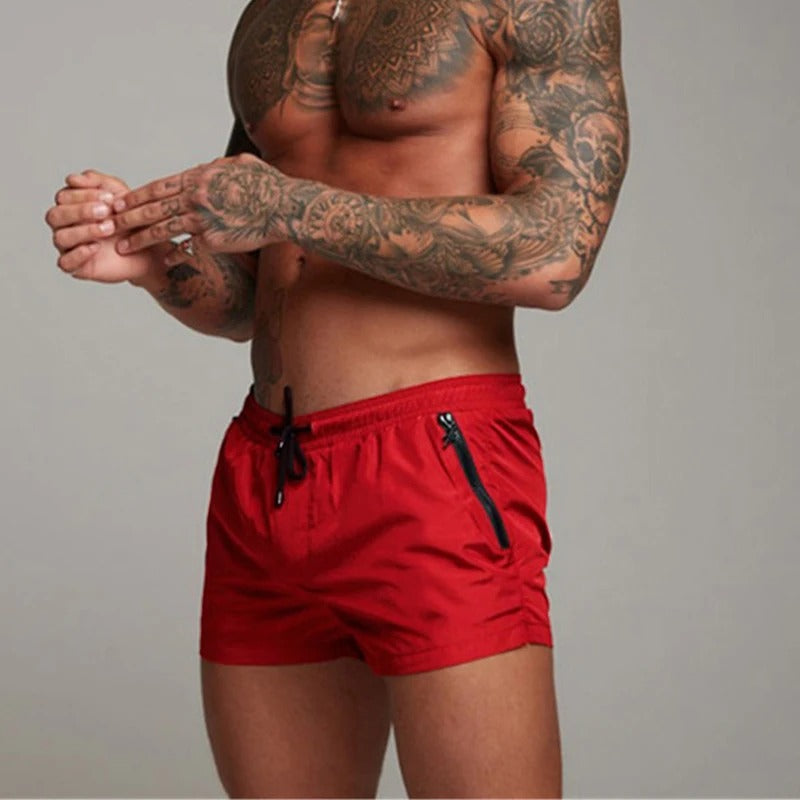 Men's Elastic Waistband Beach Sport Shorts with Drawstring
