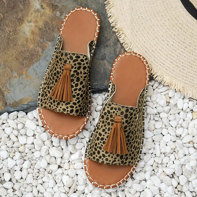 Women’s Open-Toe Slip-On Sandals with Woven Pattern