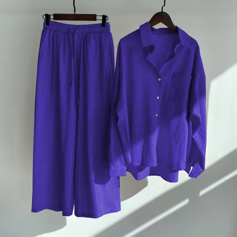 Nola - Cotton‑Linen Matching Set – Relaxed Shirt & High‑Waist Trousers