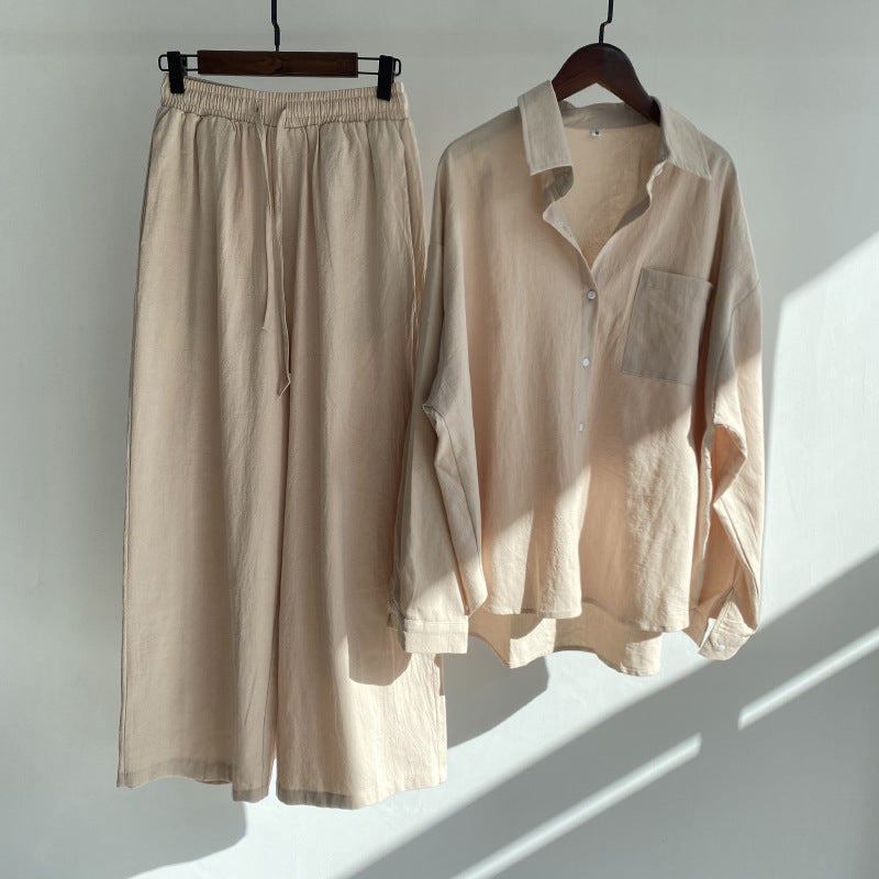 Nola - Cotton‑Linen Matching Set – Relaxed Shirt & High‑Waist Trousers