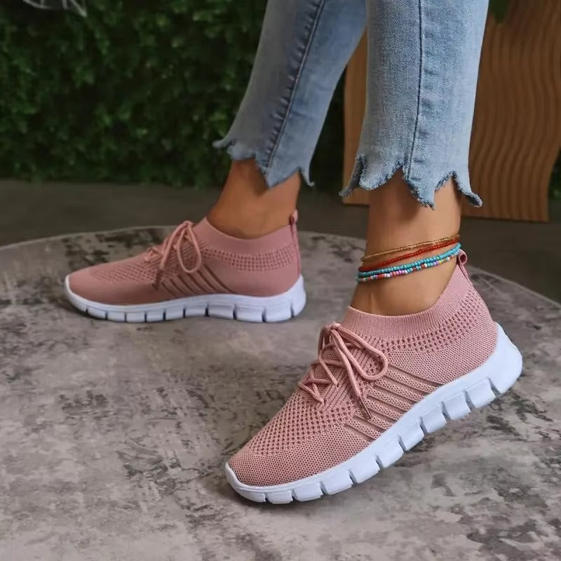 Women's Low Cut Lace Up Mesh Shoes for Running and Walking