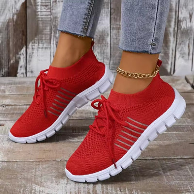 Women's Low Cut Lace Up Mesh Shoes for Running and Walking