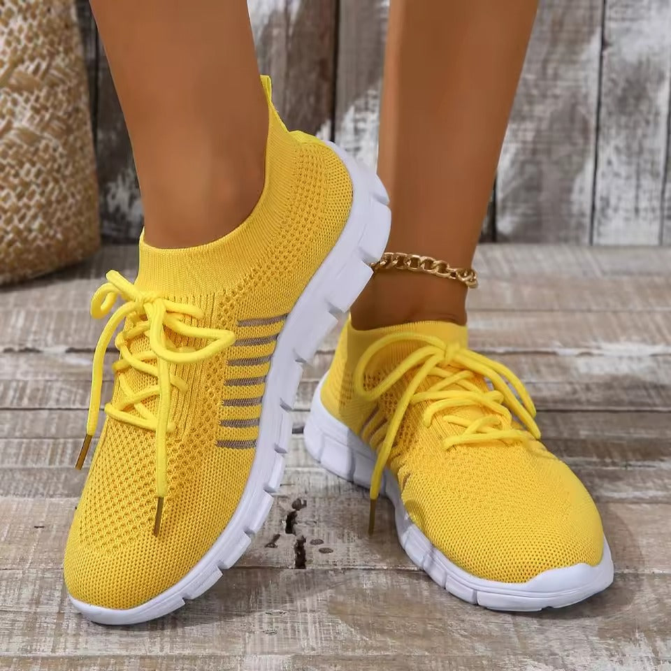 Women's Low Cut Lace Up Mesh Shoes for Running and Walking