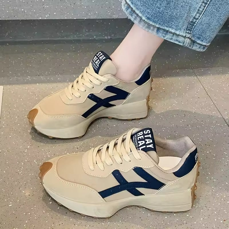 Women Rubber Sole Sports Running Lace Shoes