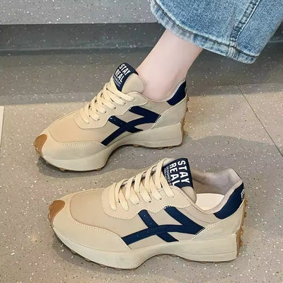 Women Rubber Sole Sports Running Lace Shoes