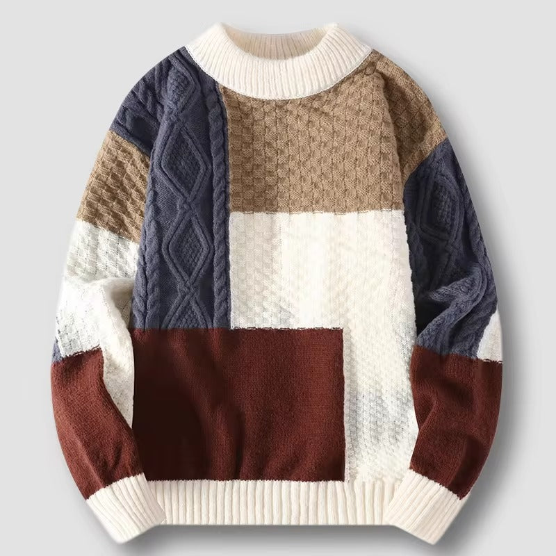 Men's Long Sleeves Colorblock Crewneck Sweater