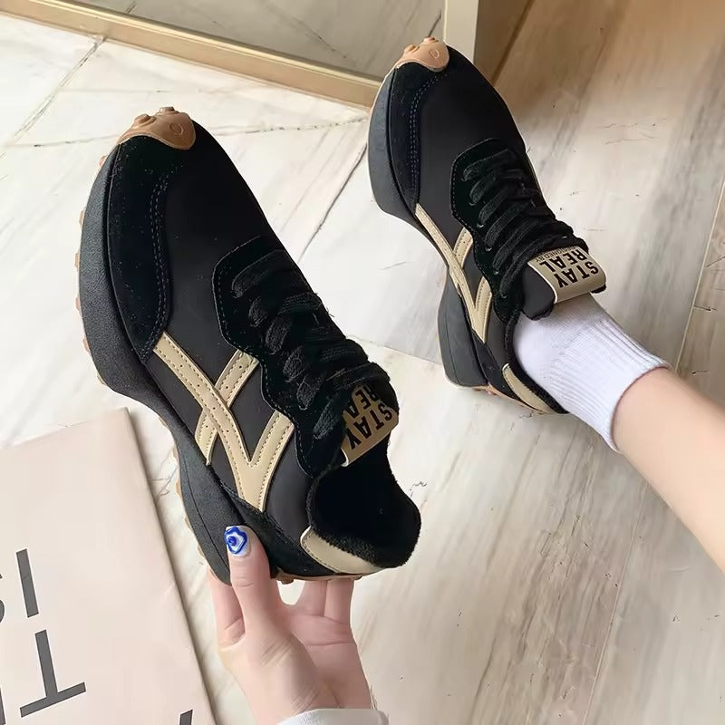 Women Rubber Sole Sports Running Lace Shoes