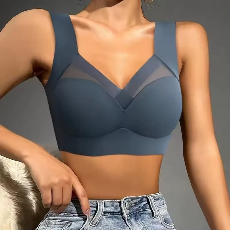 Women's Plus Size Seamless Wide Straps Push Up Wireless Bra