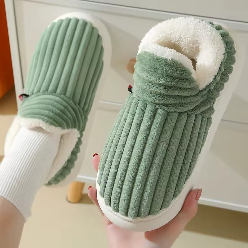 Indoor Plush Warm Winter Fleece-Lined Slippers