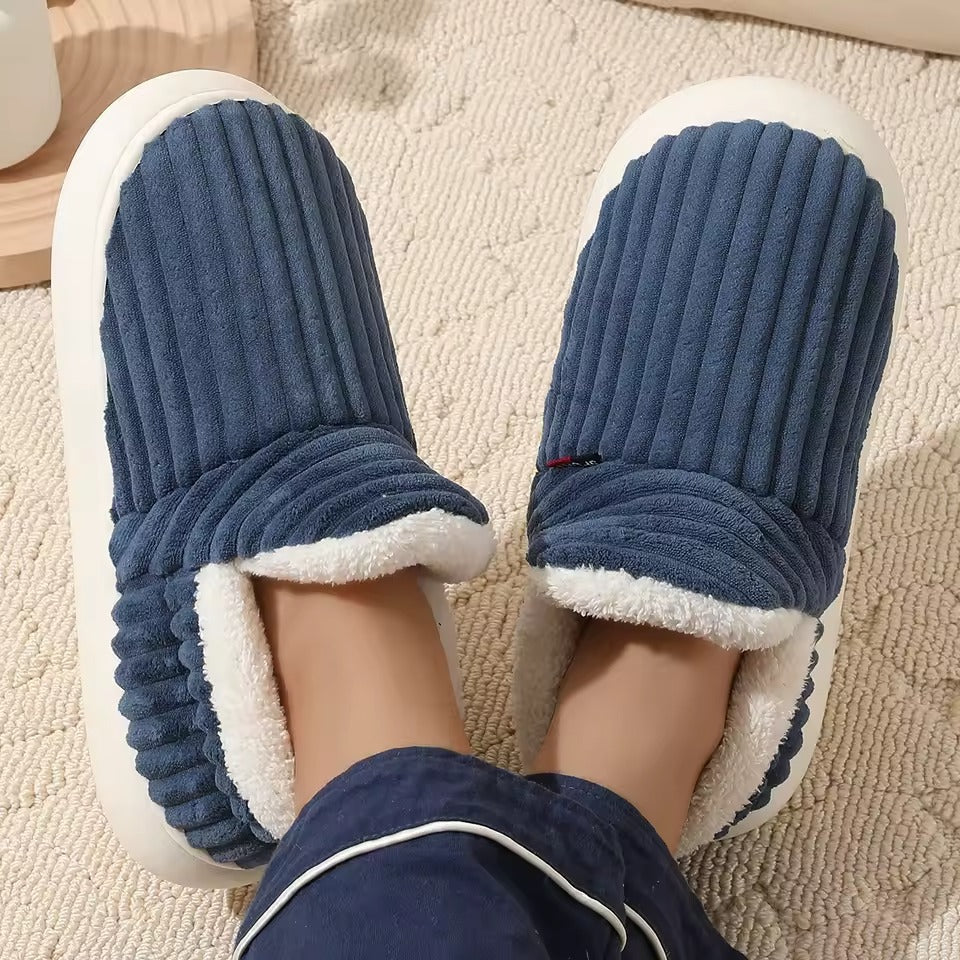 Indoor Plush Warm Winter Fleece-Lined Slippers