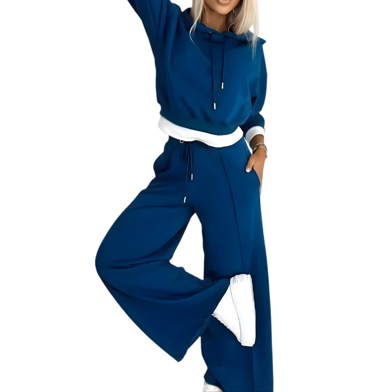 Women’s 2-Piece Set with Cropped Hoodie and Wide-Leg Pants