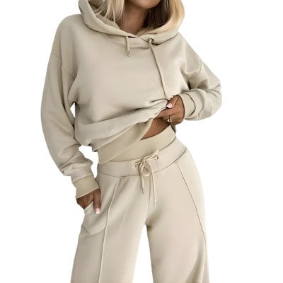 Women’s 2-Piece Set with Cropped Hoodie and Wide-Leg Pants